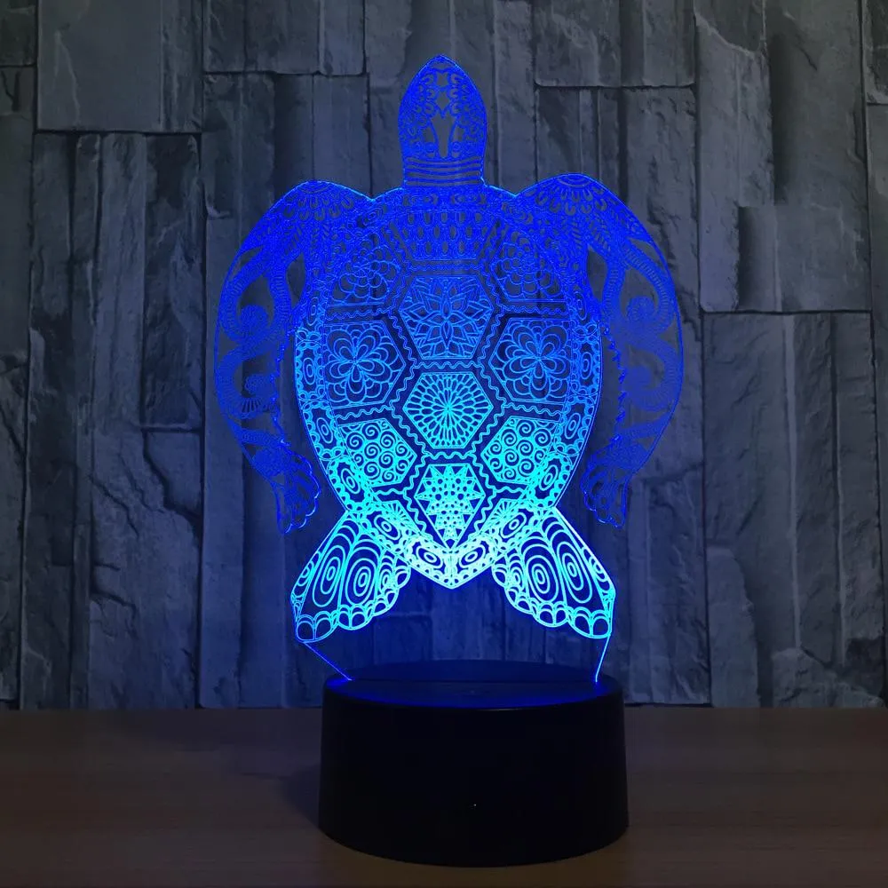 7 Color Lamp 3d Turtle Visual Led Night Lights For Kids Touch Usb Table Lampe Baby Sleep Nightlight