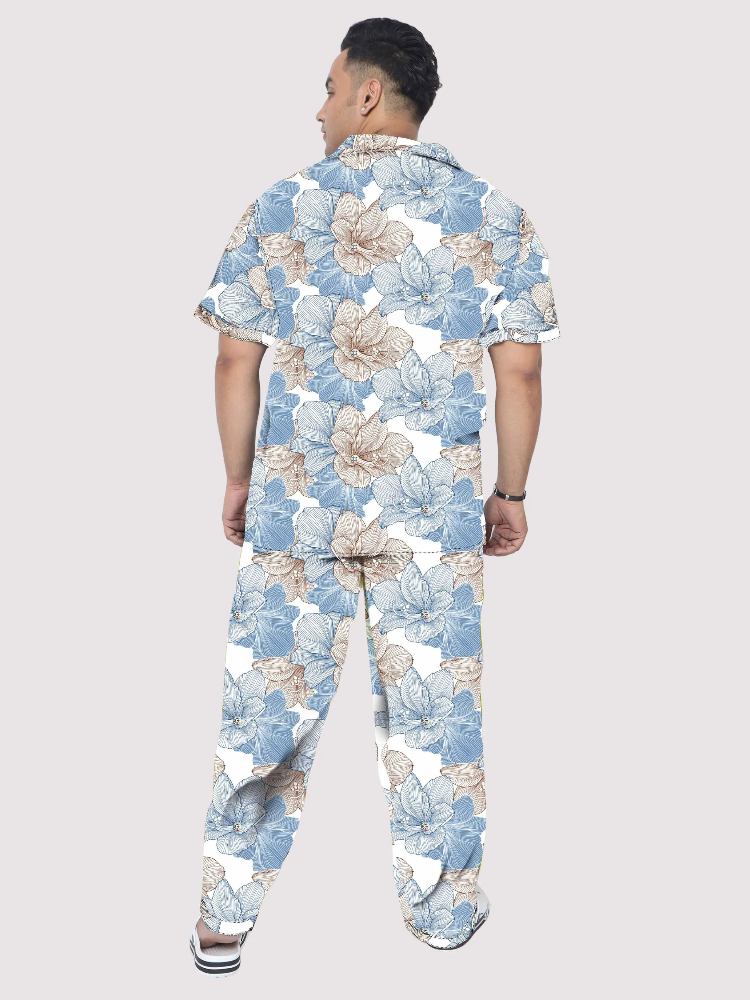 Amaryllis Color Flowers Plus Size Men's Co-ord Set