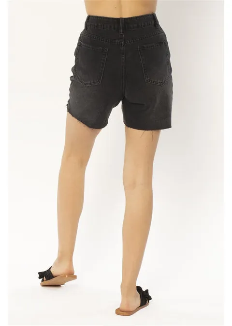 Amuse Society Bella Woven Denim Short - Black Fade