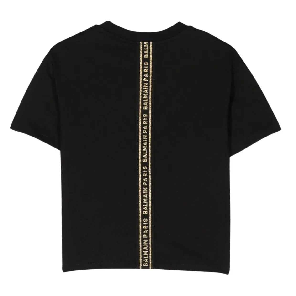 Balmain Kids Print Logo Black Short Sleeve T-Shirt