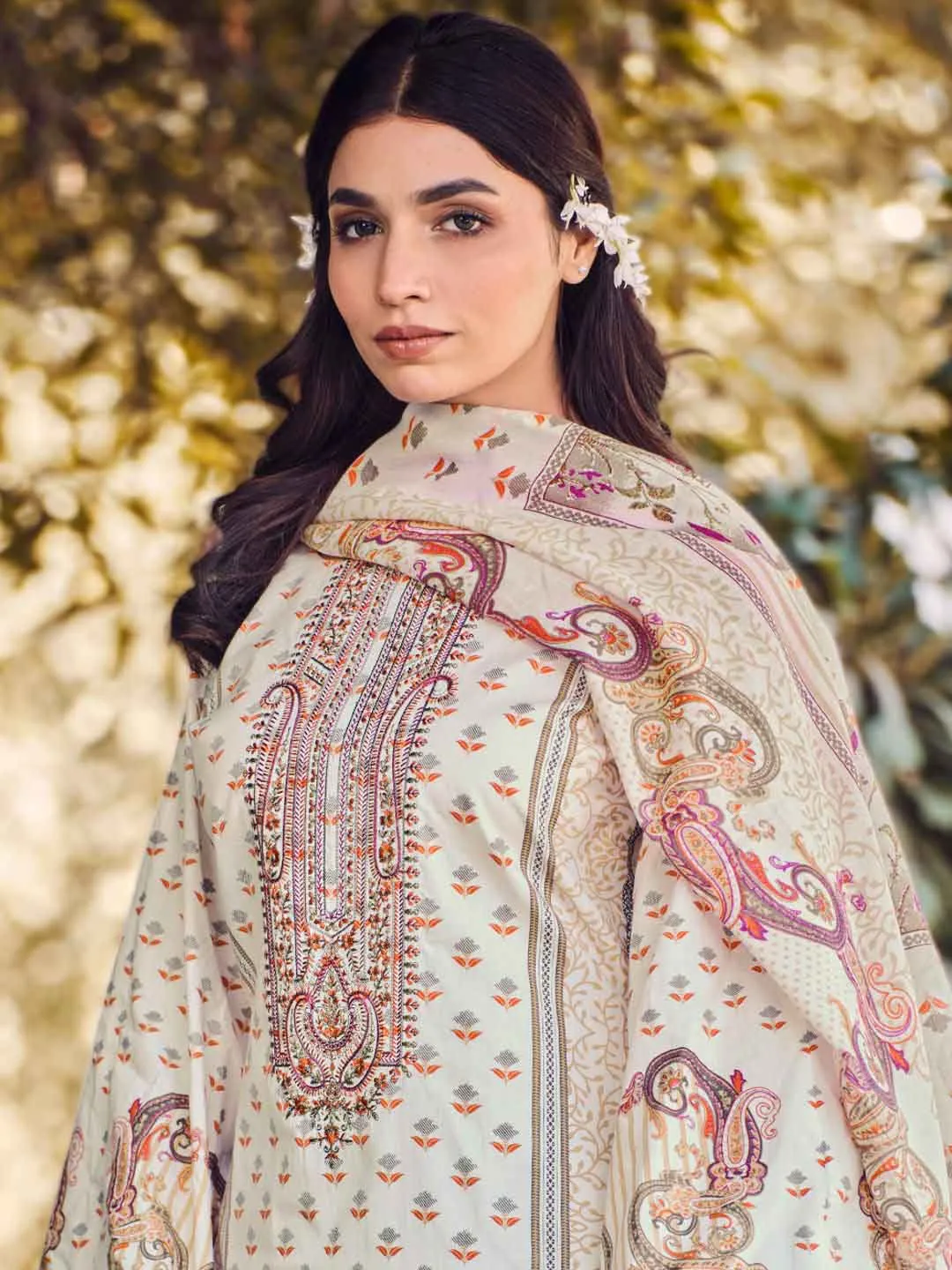 Belliza Pakistani Print Unstitched Cotton Suit Dress Material for Ladies