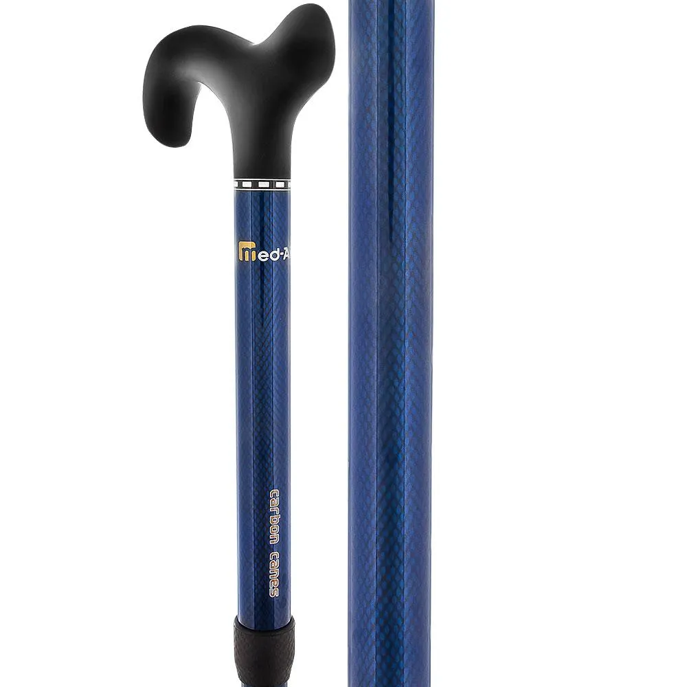 Blue Mesh Adjustable Folding Derby Carbon Fiber Walking Cane