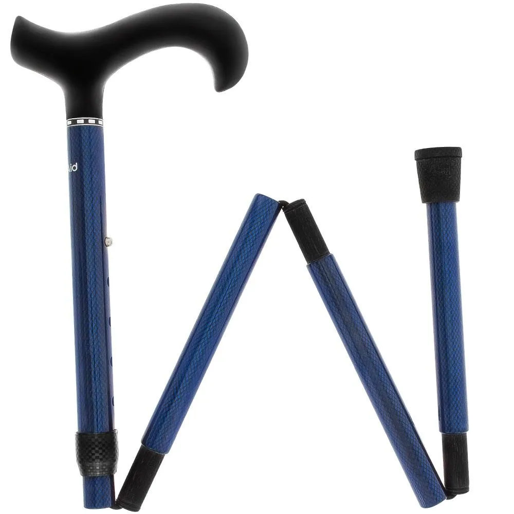 Blue Mesh Adjustable Folding Derby Carbon Fiber Walking Cane