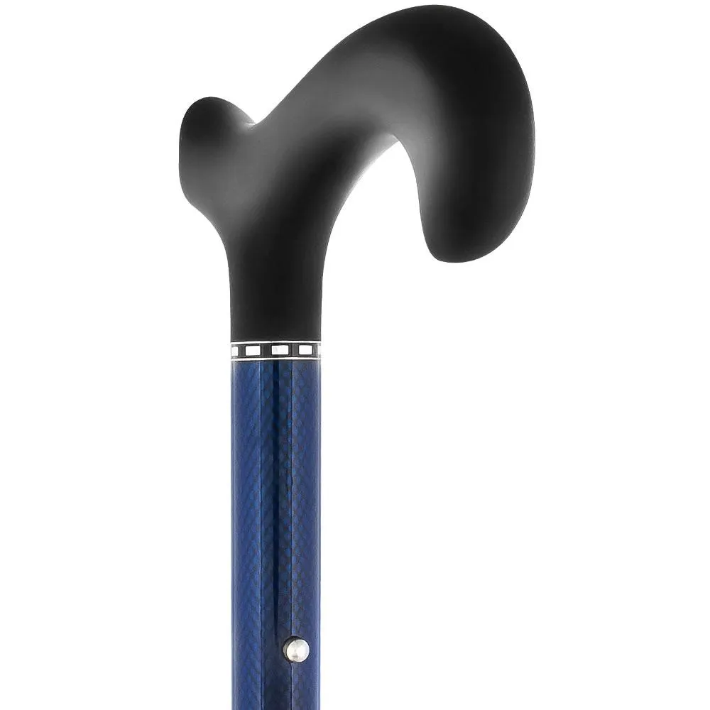 Blue Mesh Adjustable Folding Derby Carbon Fiber Walking Cane