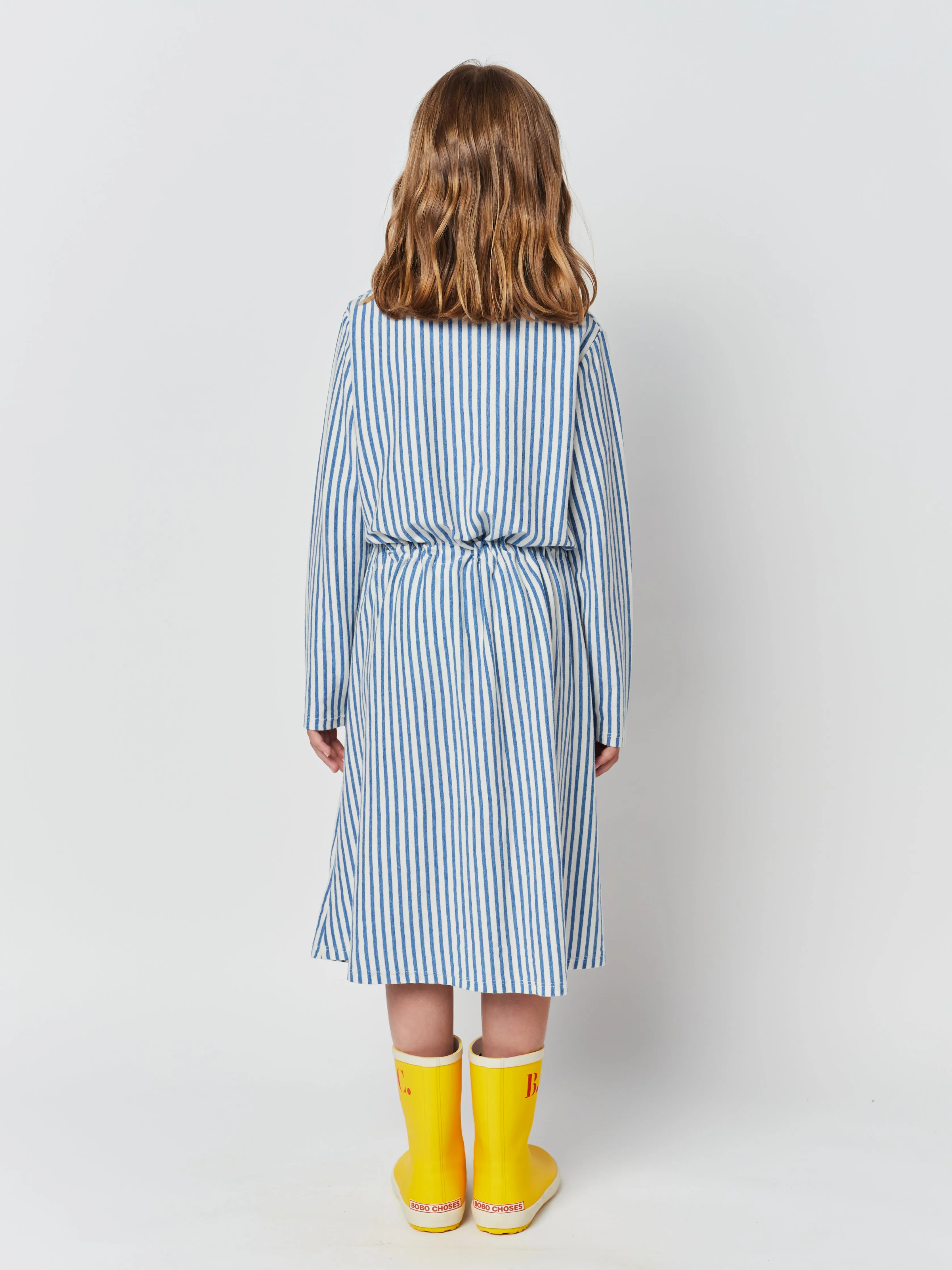 Blue Stripes Long Sleeve Dress