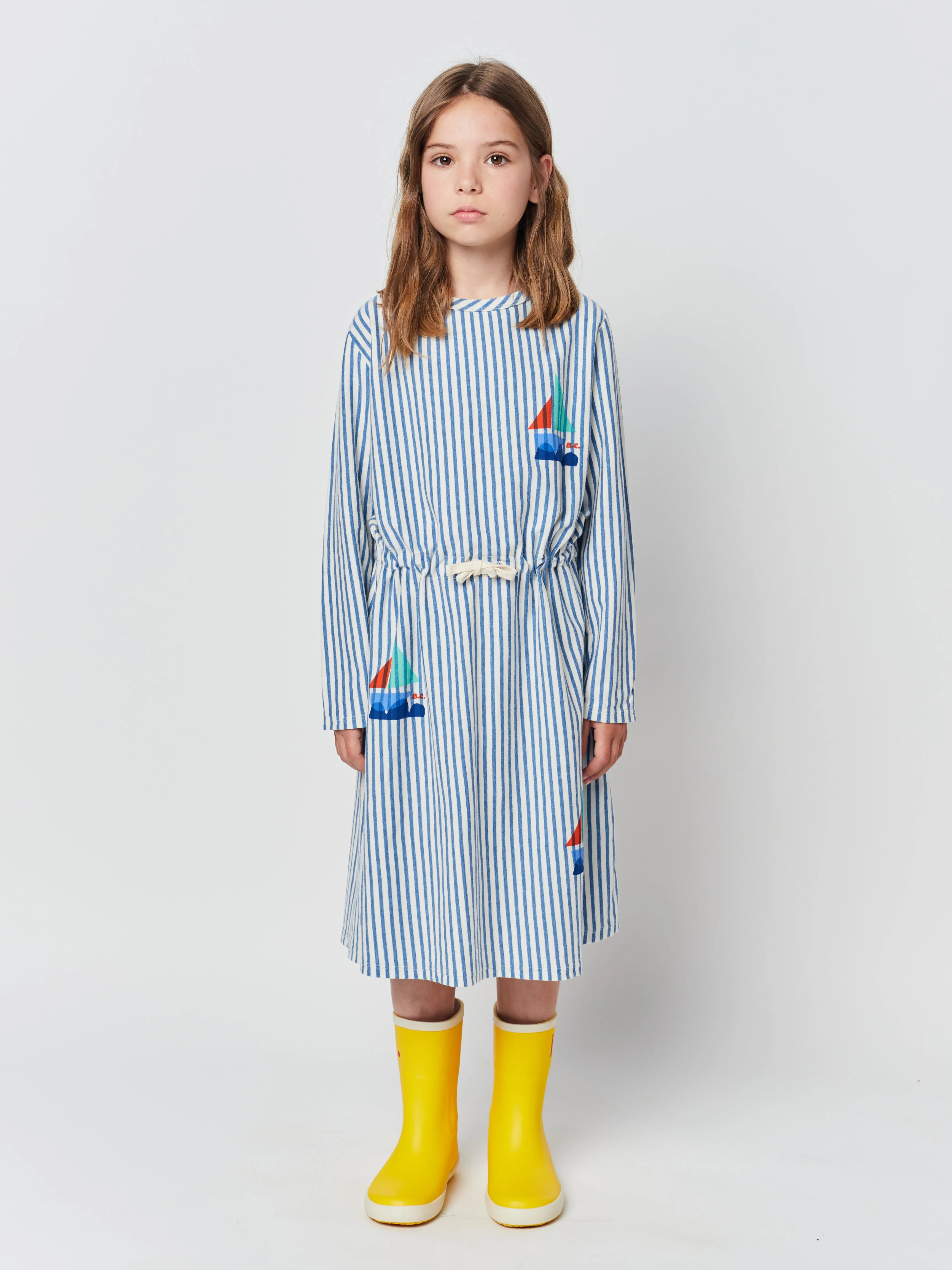 Blue Stripes Long Sleeve Dress