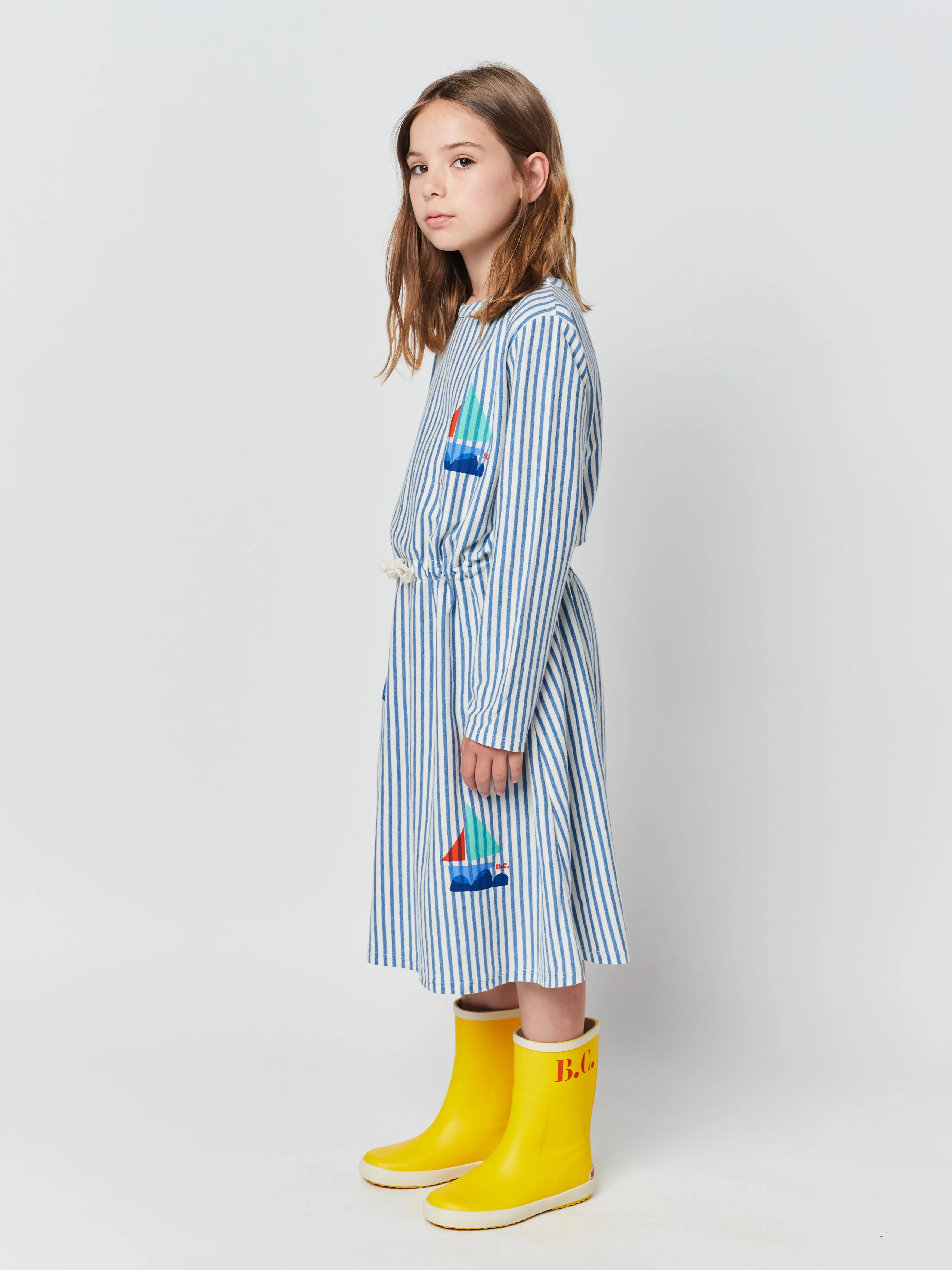 Blue Stripes Long Sleeve Dress