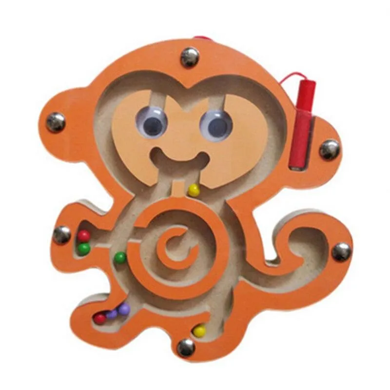 Children Magnetic Maze Toys Kids Wooden Puzzle Game Toy Early Educational Activity Busy Board Accessoies for Baby