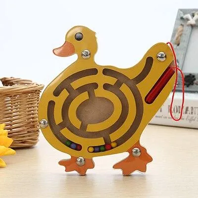 Children Magnetic Maze Toys Kids Wooden Puzzle Game Toy Early Educational Activity Busy Board Accessoies for Baby