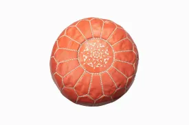 CHILDRENS LEATHER POUFFE ORANGE