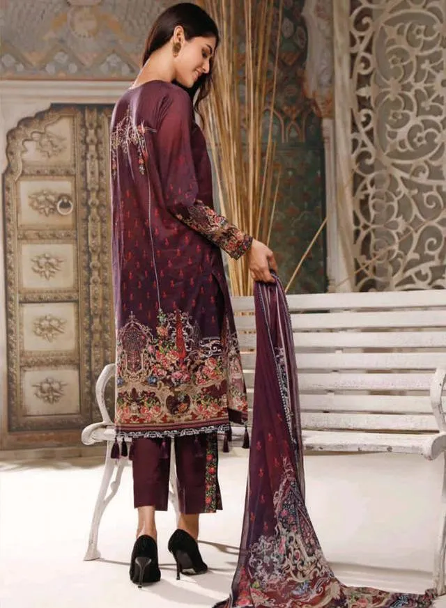 Cotton Purple Unstitched Dress materials for women