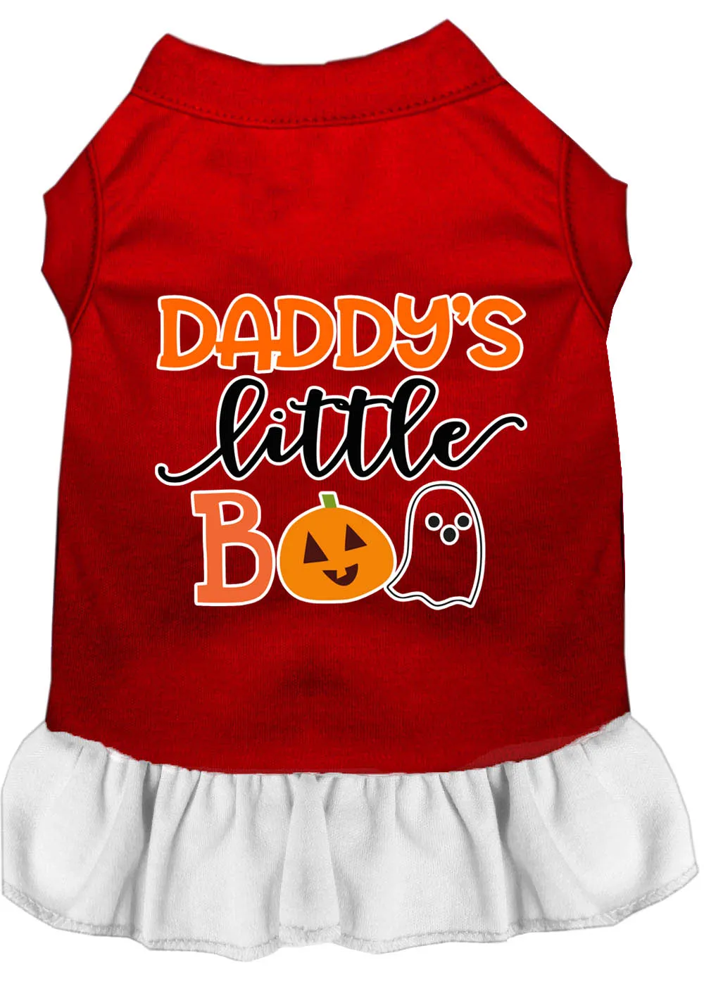 Daddy's Little Boo Screen Print Dog Dress Red With White Xxxl