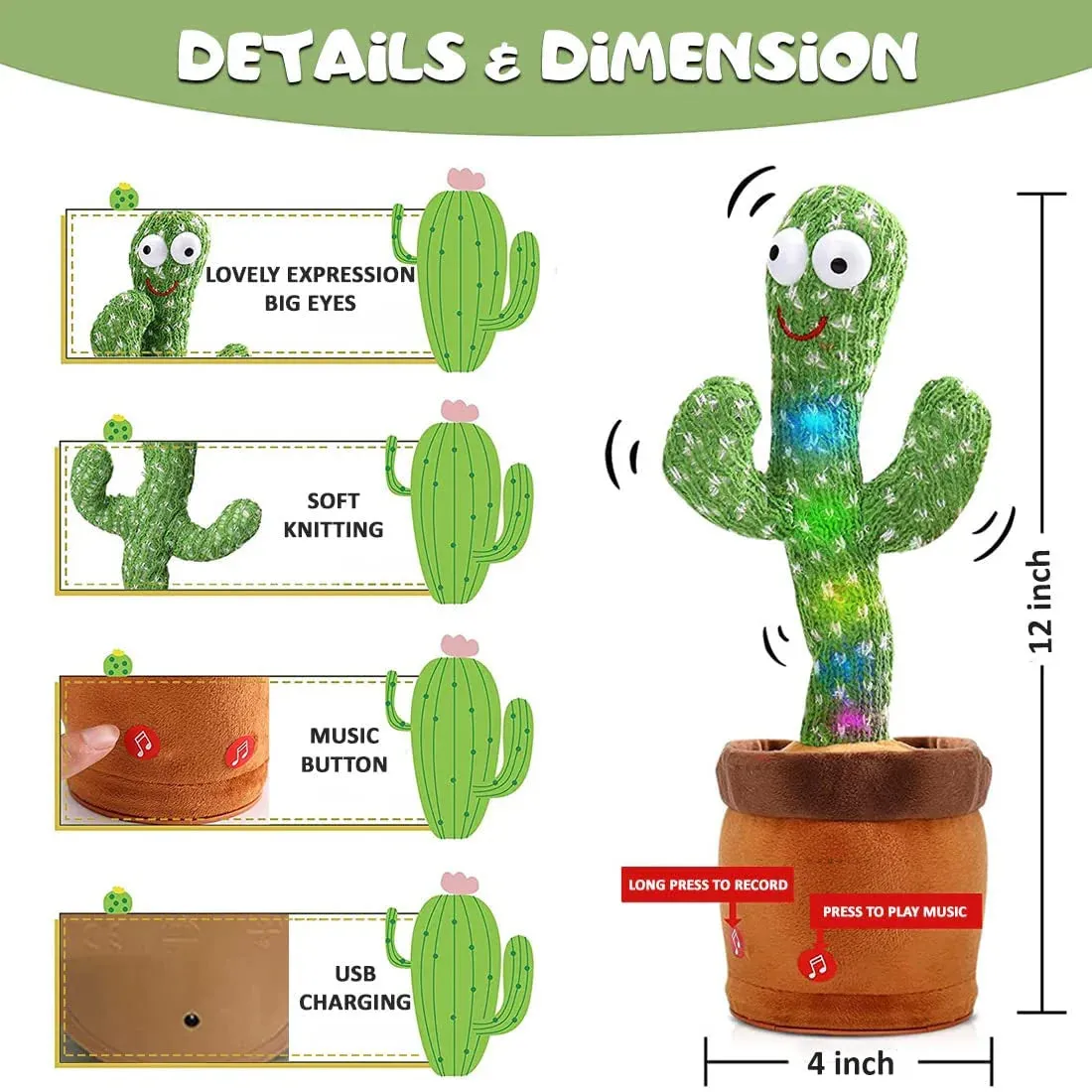 Dancing & Singing Repeat Your Words Cactus Toy | HKS STORE