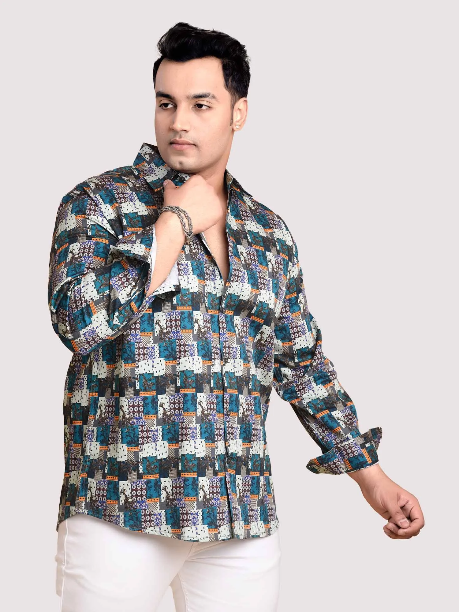 Dots and Checks Printed Cotton Full sleeve Men's Plus size