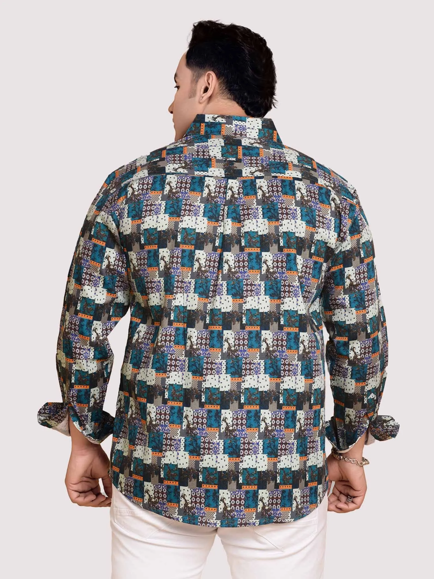 Dots and Checks Printed Cotton Full sleeve Men's Plus size