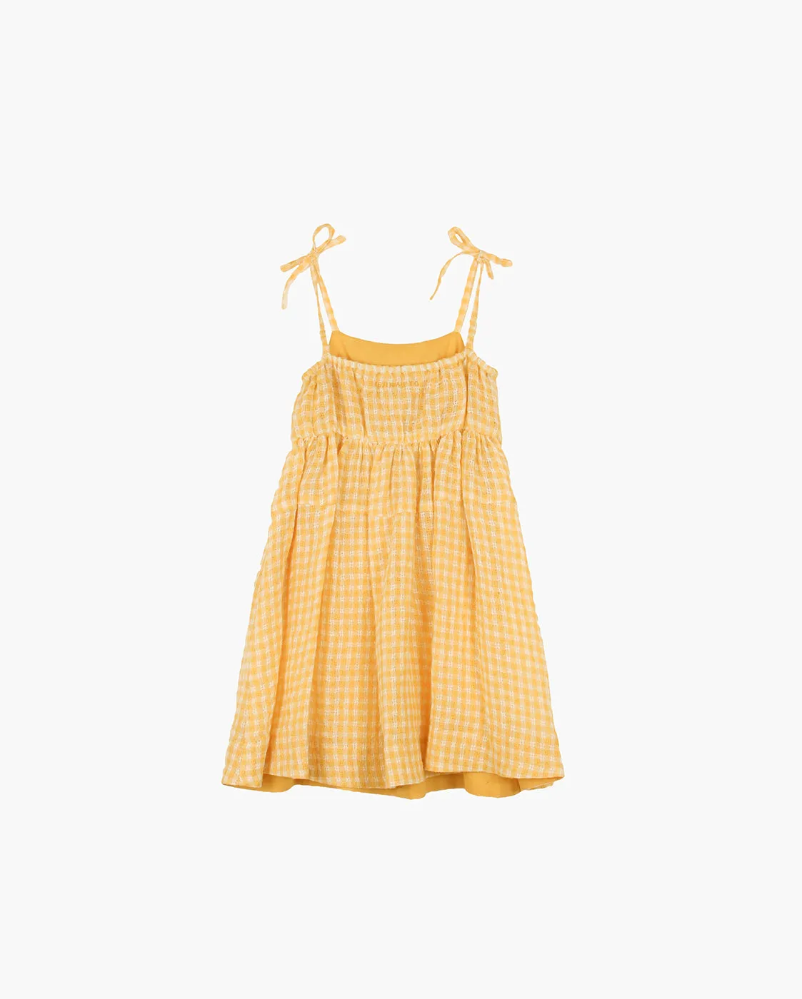 Esme Dress Linen Check Yellow