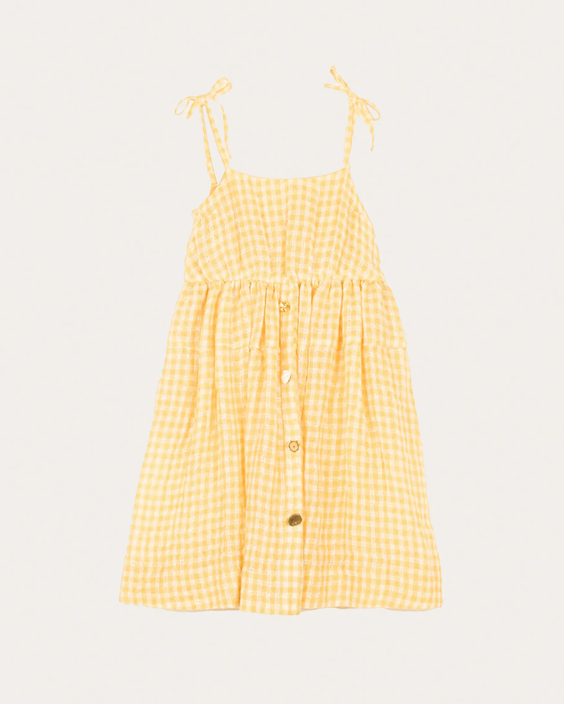 Esme Dress Linen Check Yellow