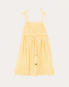 Esme Dress Linen Check Yellow