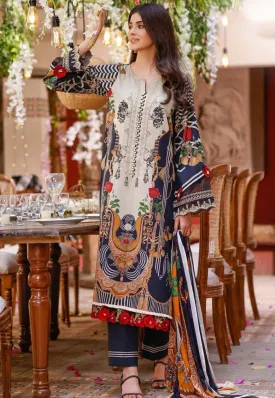 Firdous Pakistani Copy Cotton Blue Unstitched Salwar Suits