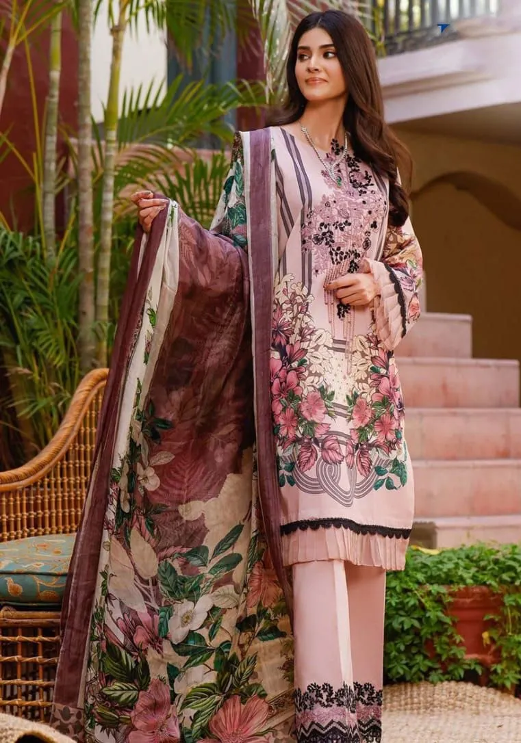 Firdous Pakistani Copy Cotton Pink Unstitched Salwar Suits