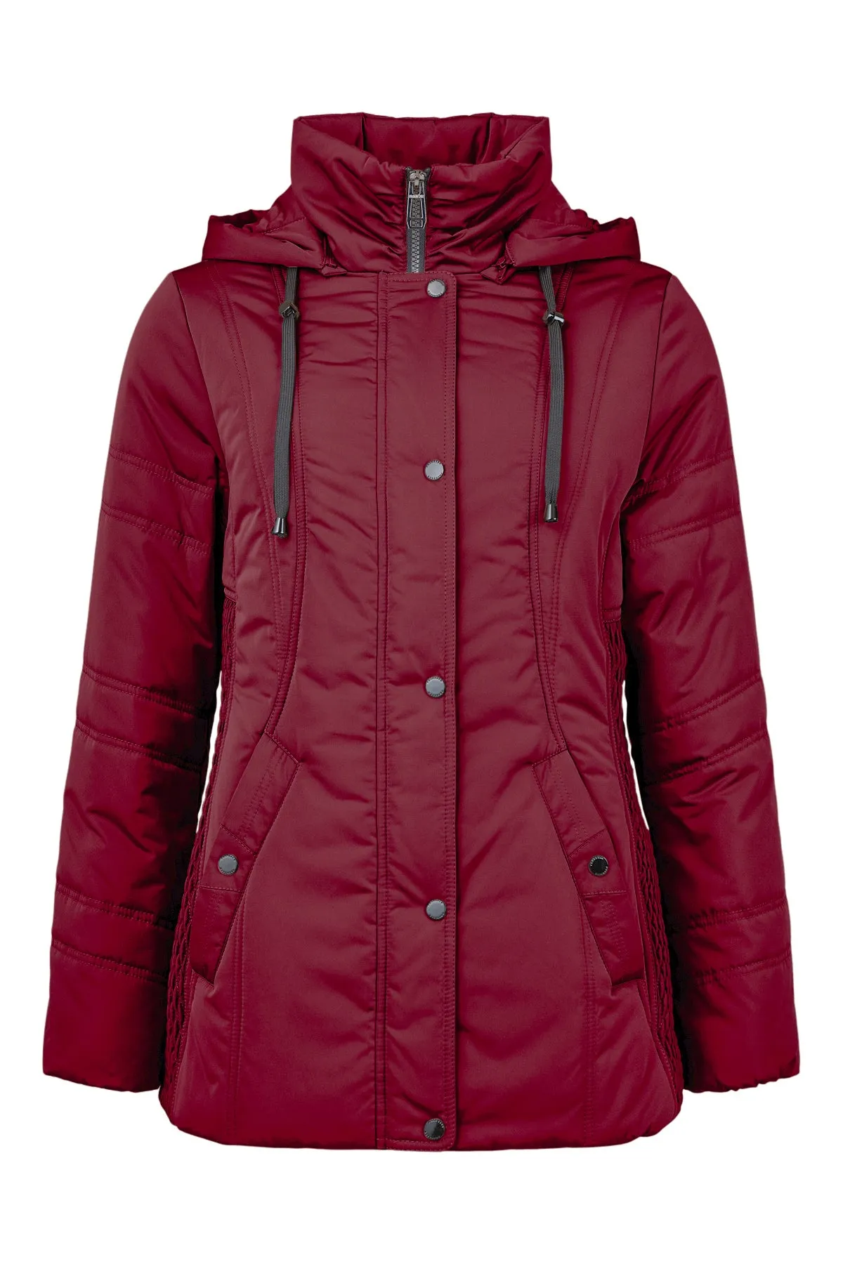 Fransden Wine Quilted Jacket with detachable hood 935