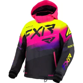 FXR Youth Boost Snowmobile Jacket Black/Neon Fusion