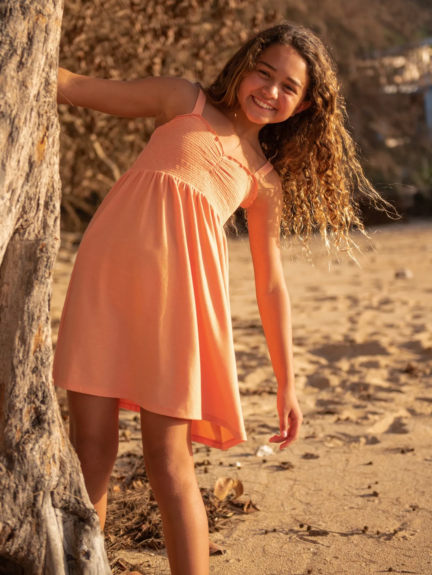 Girls Swingin Summer Dress - Papaya