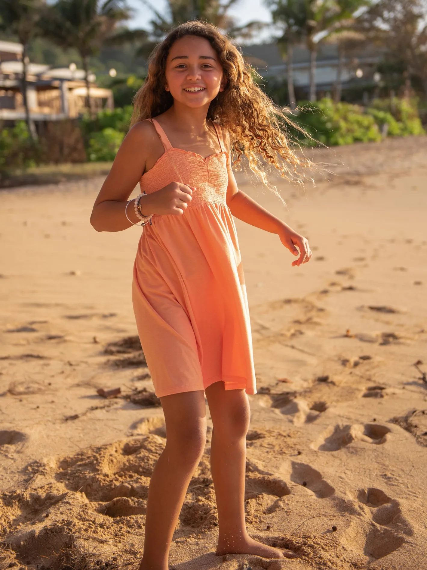 Girls Swingin Summer Dress - Papaya