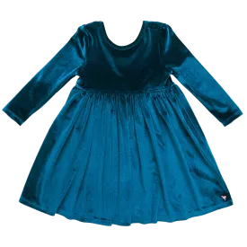 Girls Velour Steph Dress - Midnight Blue