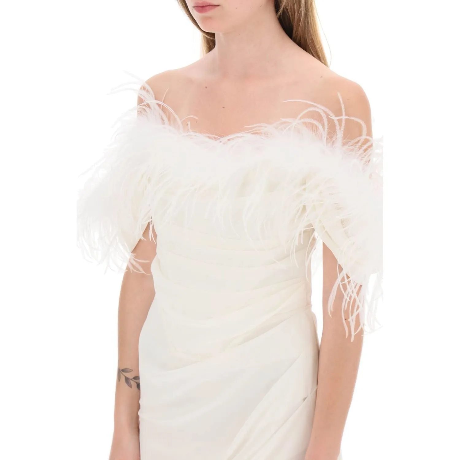 Giuseppe Di Morabito mini dress in poly georgette with feathers