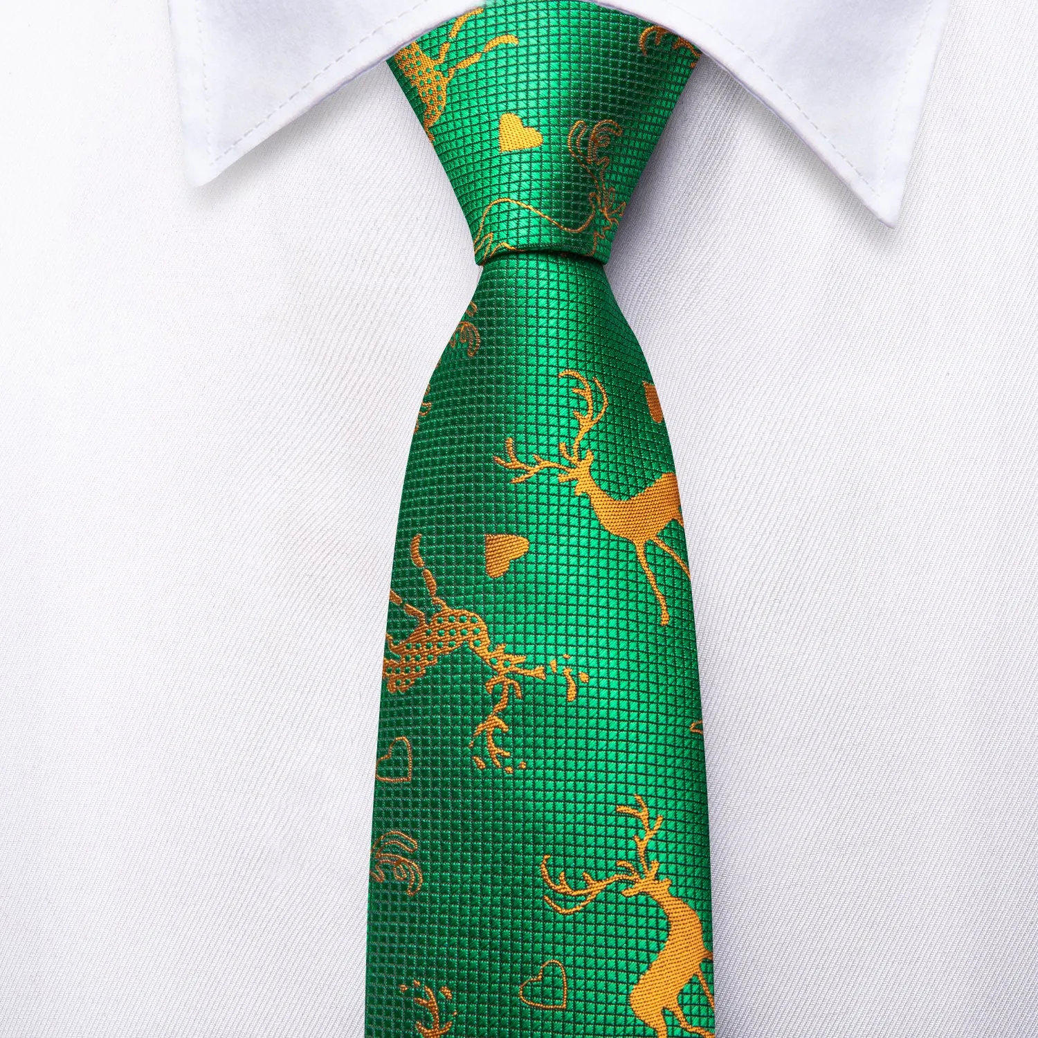 Green Christmas Deer Children's Tie Pocket Square