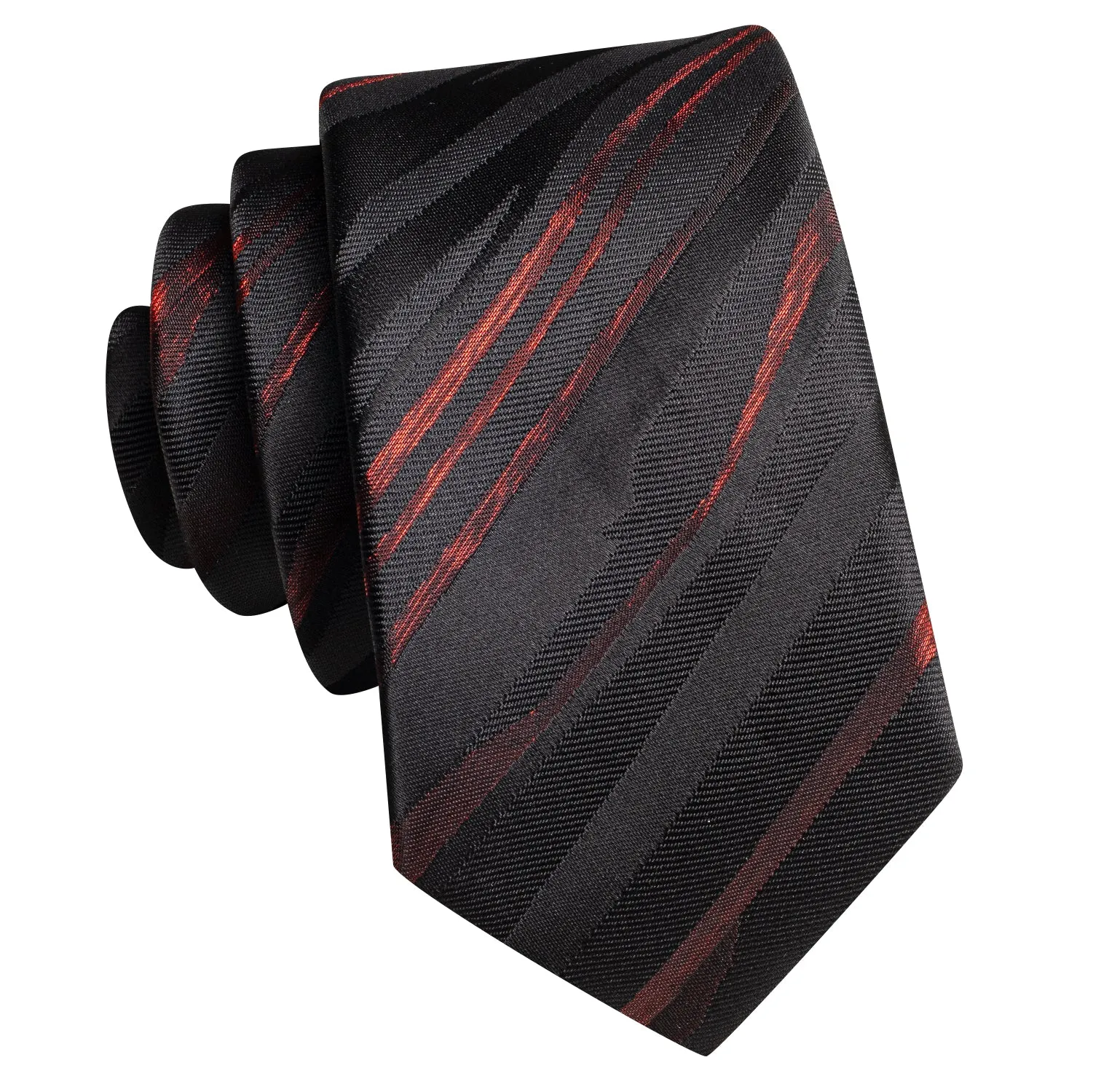 Hi-Tie Black Red Striped Children Ties Kids Boys Tie Pocket Square 6cm