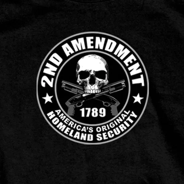 Hot Leathers GMD1158 Mens '2nd Amendment America's Original Homeland Security' Black T-Shirt