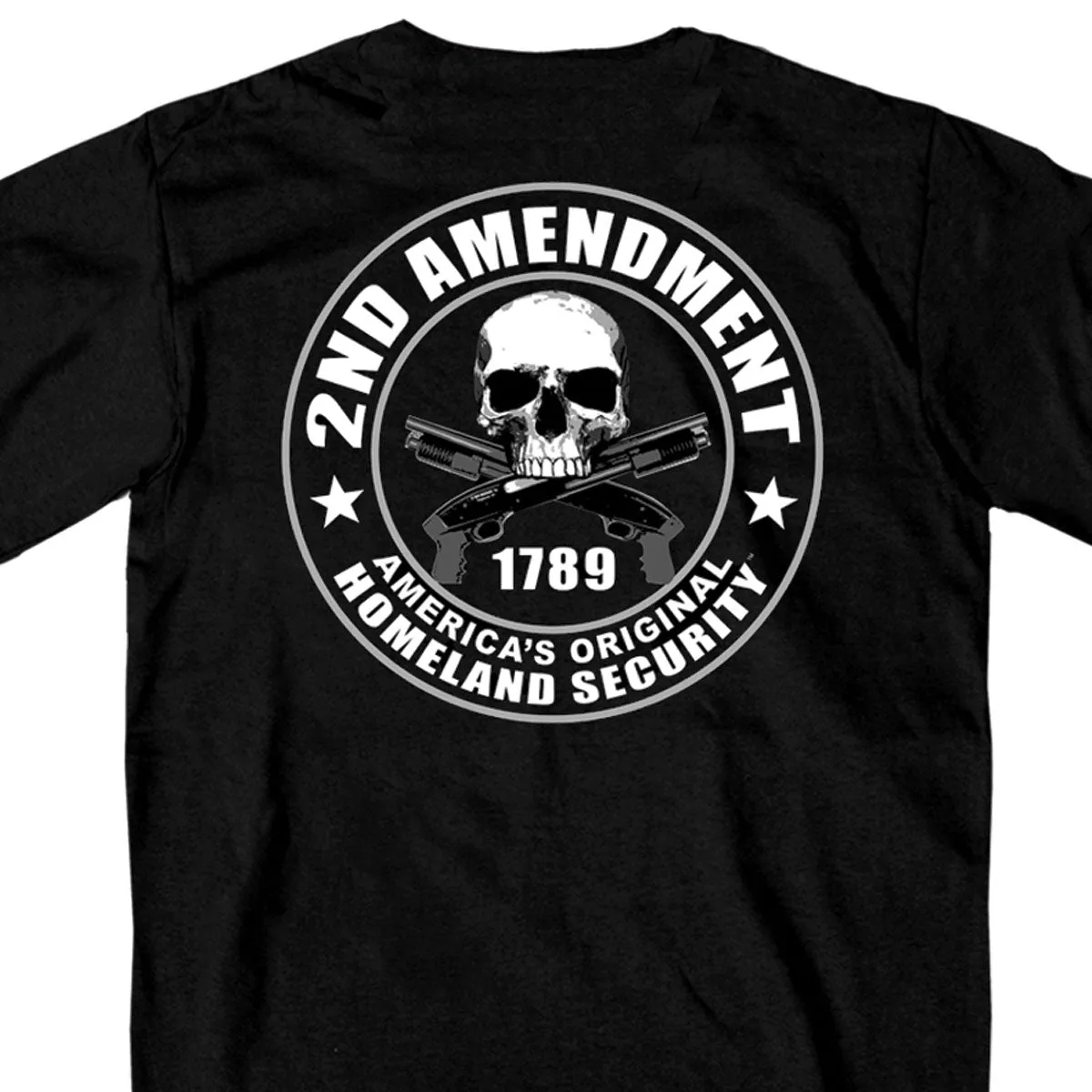 Hot Leathers GMD1158 Mens '2nd Amendment America's Original Homeland Security' Black T-Shirt