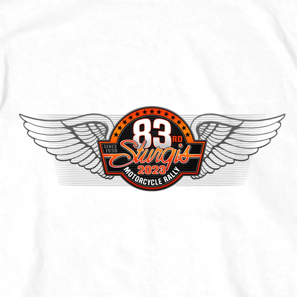 Hot Leathers SPB1093 Men’s White 2023 Sturgis Rally Logo Double Sided T-Shirt