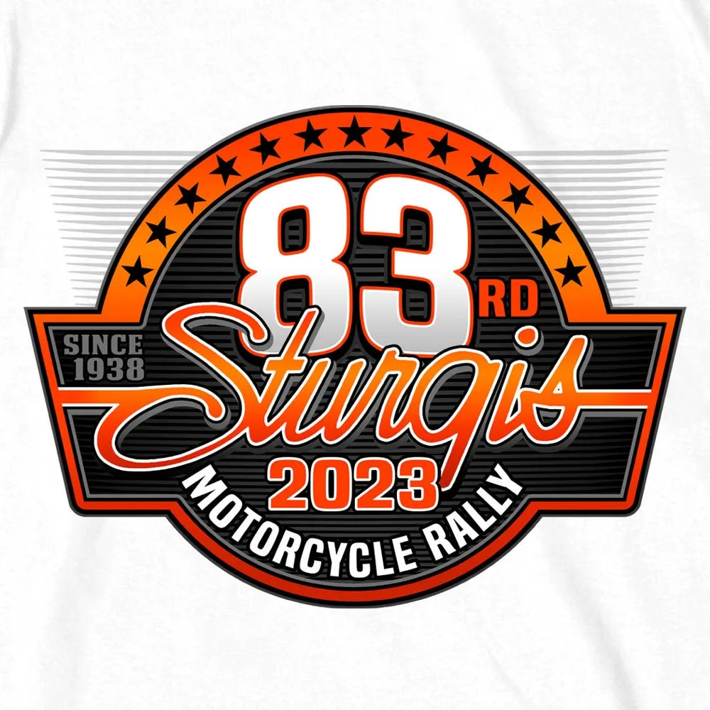 Hot Leathers SPB1093 Men’s White 2023 Sturgis Rally Logo Double Sided T-Shirt