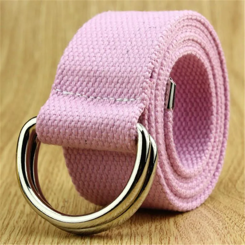 Jeans Canvas Military Belt Double D-ring Buckle Casual Women Belt Web Men