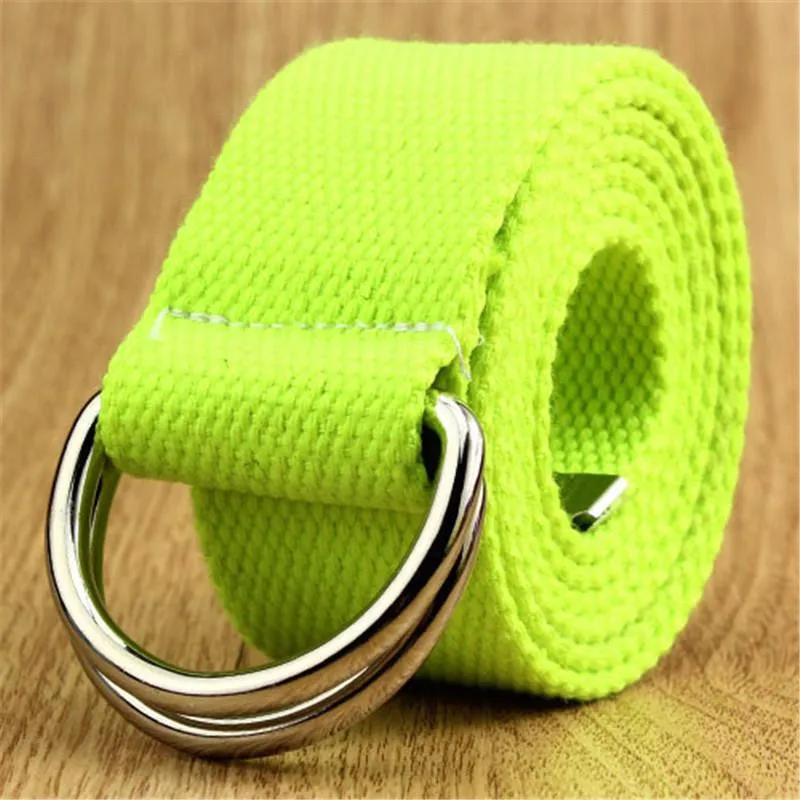 Jeans Canvas Military Belt Double D-ring Buckle Casual Women Belt Web Men