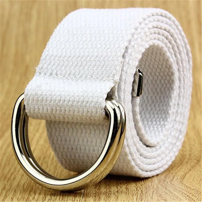 Jeans Canvas Military Belt Double D-ring Buckle Casual Women Belt Web Men