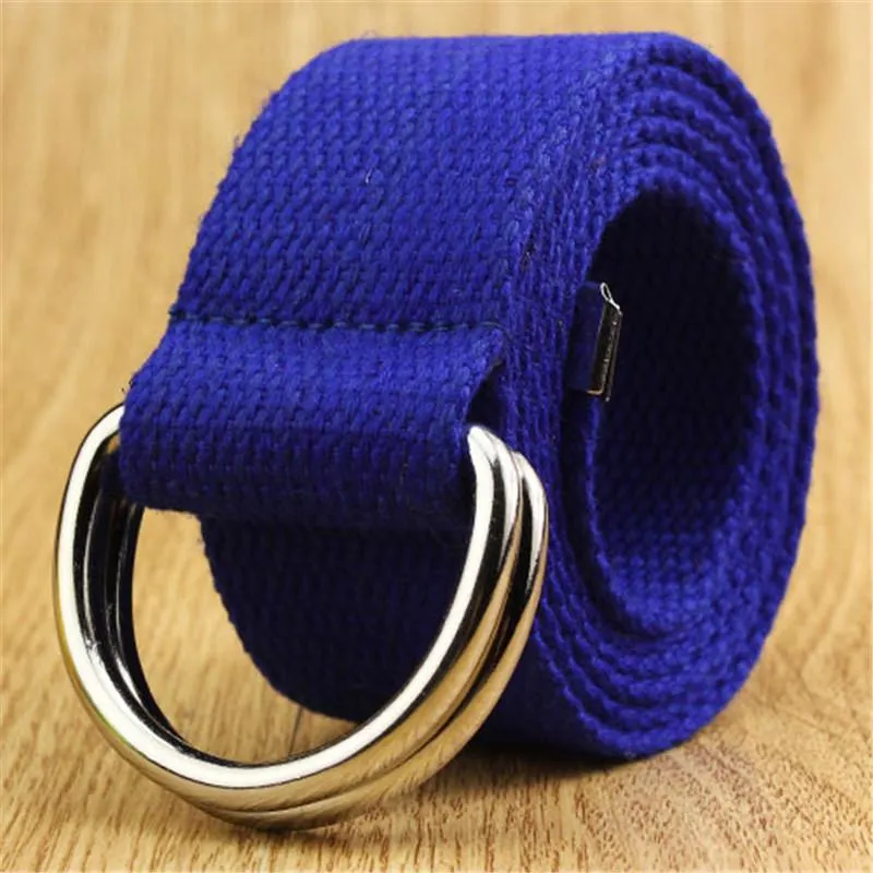 Jeans Canvas Military Belt Double D-ring Buckle Casual Women Belt Web Men