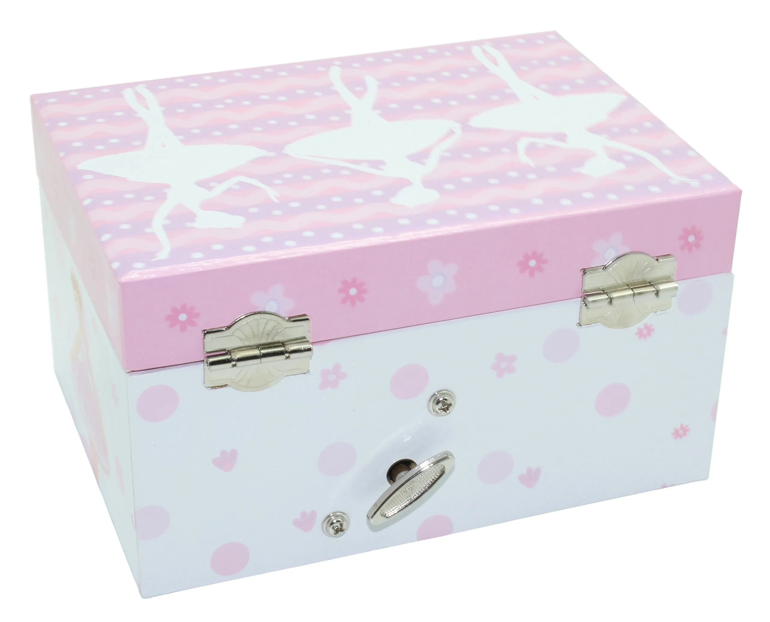 Jewelkeeper Pink and White Dotted Design, Girl's Ballerina Box, Sleeping Beauty