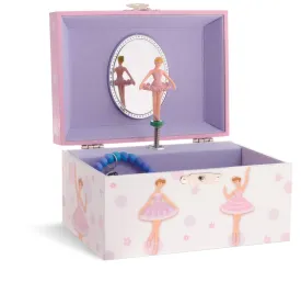 Jewelkeeper Pink and White Dotted Design, Girl's Ballerina Box, Sleeping Beauty