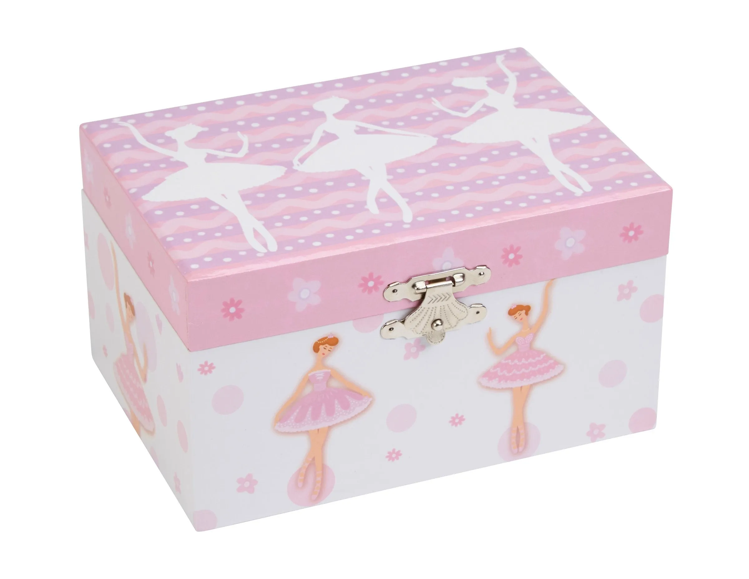 Jewelkeeper Pink and White Dotted Design, Girl's Ballerina Box, Sleeping Beauty