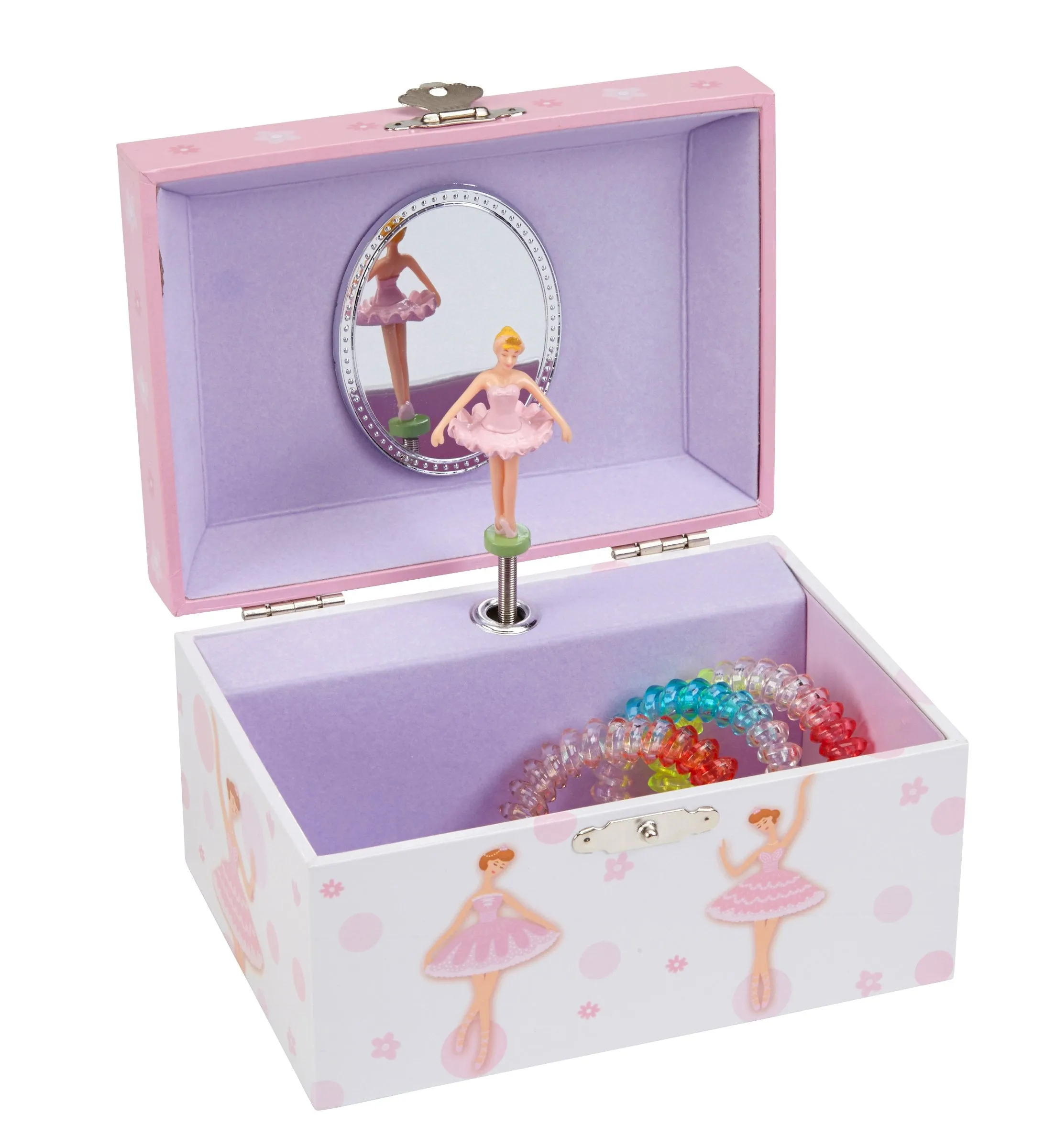 Jewelkeeper Pink and White Dotted Design, Girl's Ballerina Box, Sleeping Beauty