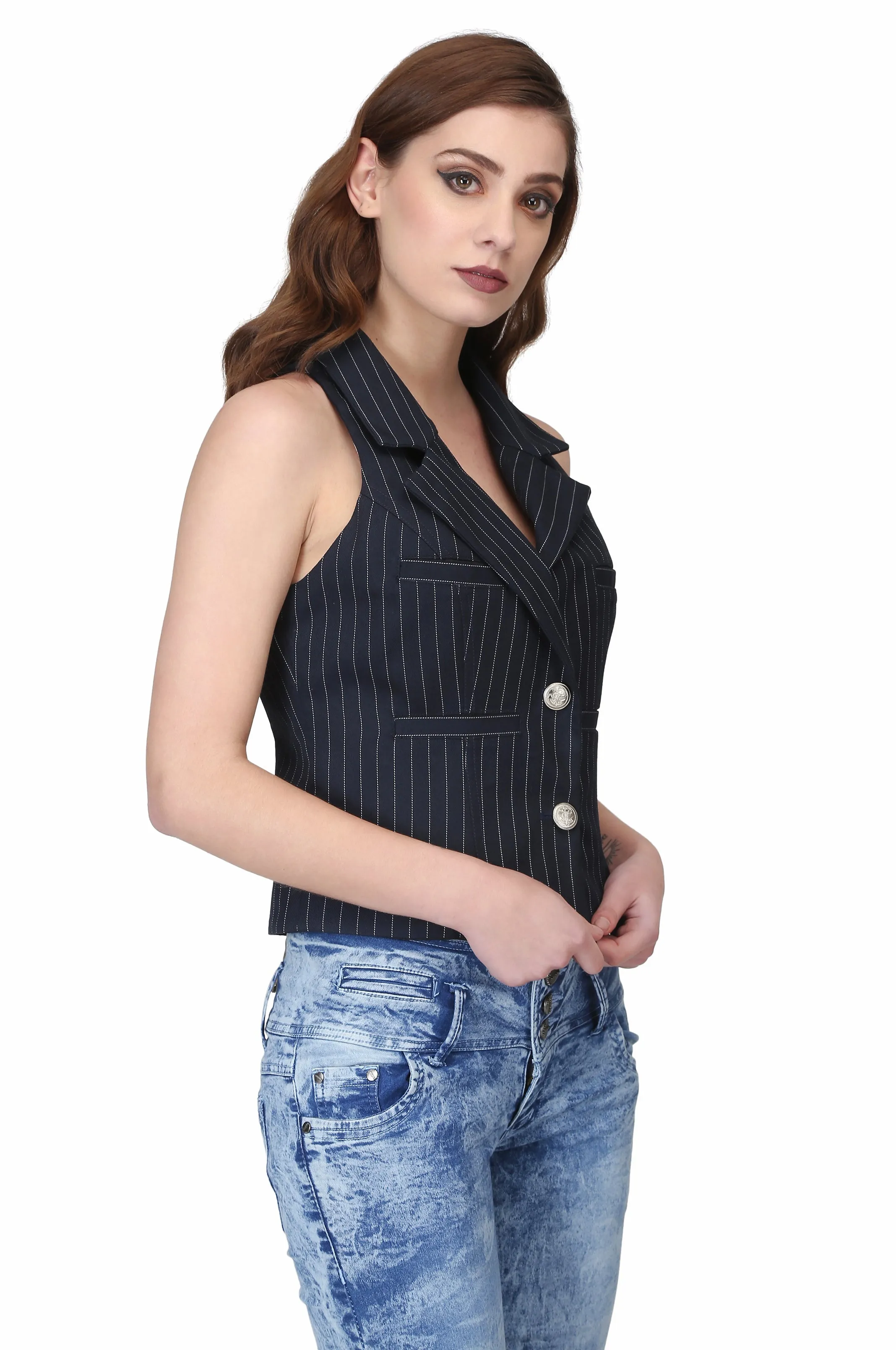 Ladies pinstripe waist coat