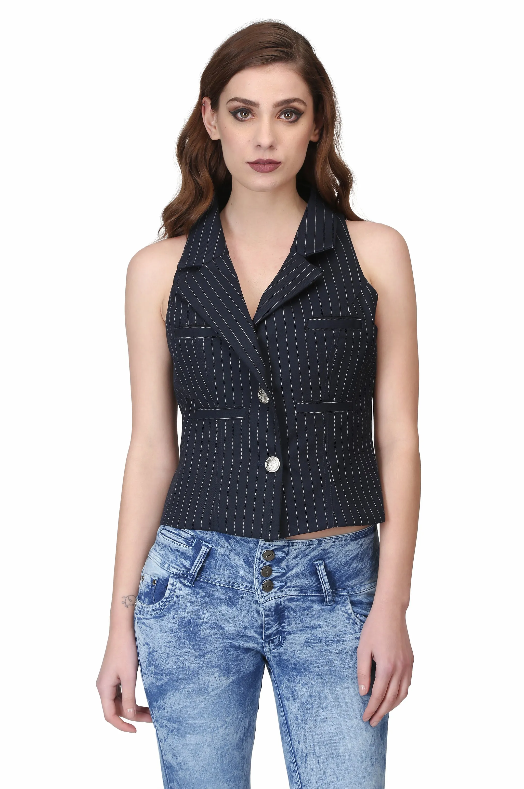 Ladies pinstripe waist coat