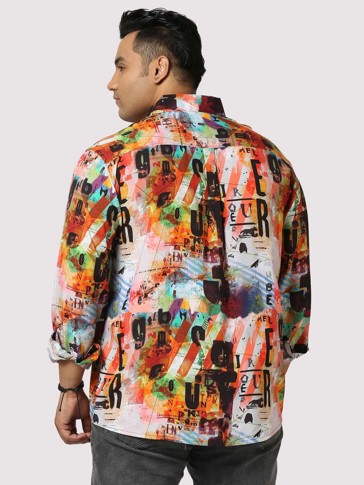 Letter Blaze Digital Printed Full Sleeve Men's Plus Size