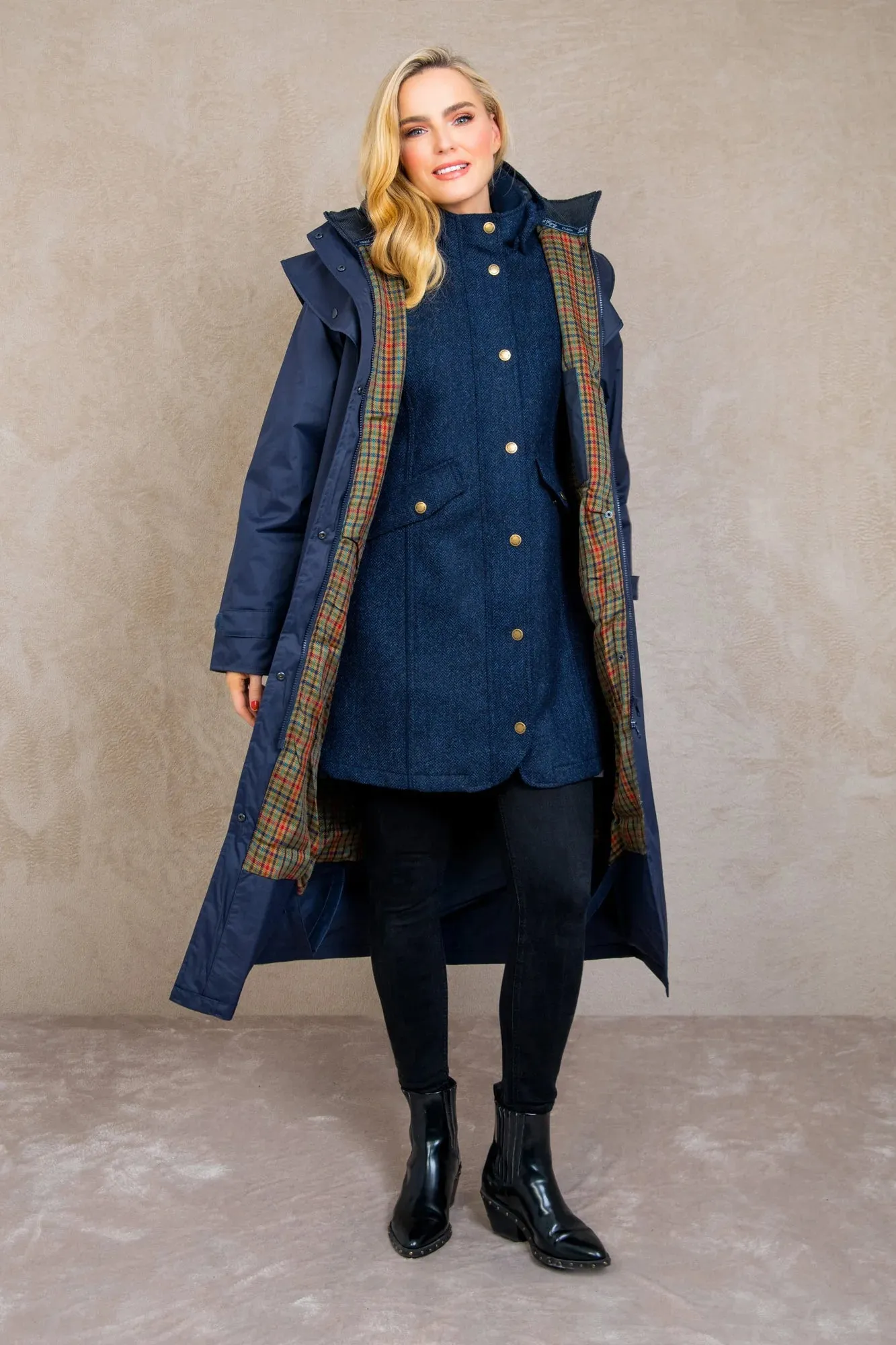 Malvern Ladies Waterproof Coat - Navy