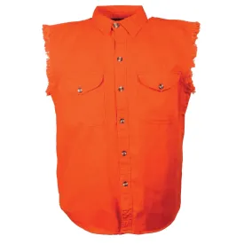 Milwaukee Leather DM1003 Men's Orange Lightweight Sleeveless Denim Shirt