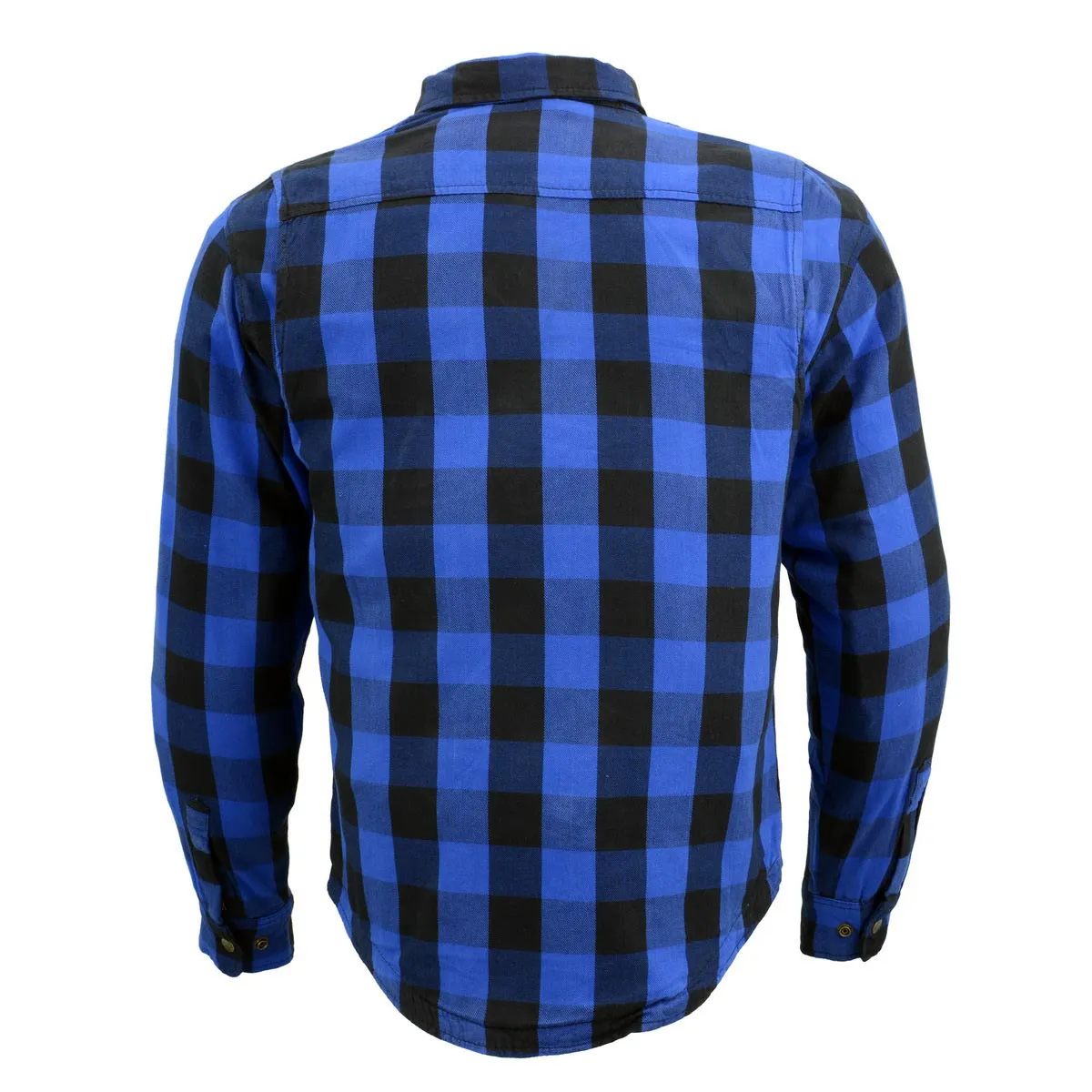 Milwaukee Leather Men's Plaid Flannel Blue Biker Shirt with CE Approved Armor Reinforced w/Aramid Fiber MPM1634